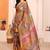 Orange kalamkari zari silk cotton designer saree