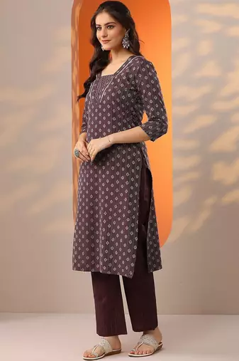 women ethnic motifs printed regular kurta with trousers & with dupatta