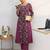 libas pink floral printed cotton blend a-line kurta set