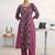 libas pink floral printed cotton blend a-line kurta set