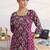 libas pink floral printed cotton blend a-line kurta set