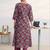 libas pink floral printed cotton blend a-line kurta set