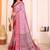 Pink floral zari silk cotton designer saree