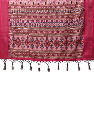 Pink floral zari silk cotton designer saree 4