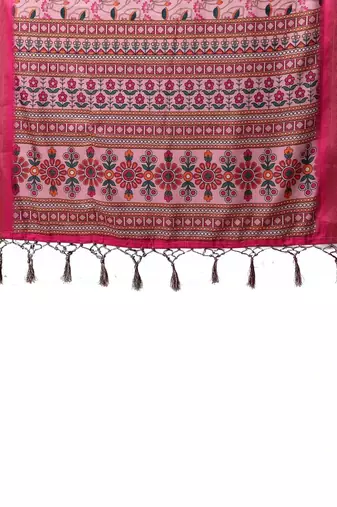 Pink floral zari silk cotton designer saree