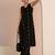 libas black woven design straight kurta set