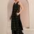libas black woven design straight kurta set