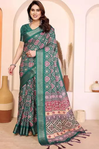 Green kalamkari zari silk cotton designer saree