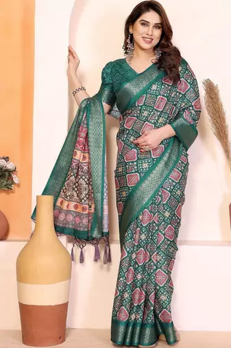 Green kalamkari zari silk cotton designer saree