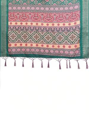 Green kalamkari zari silk cotton designer saree 4