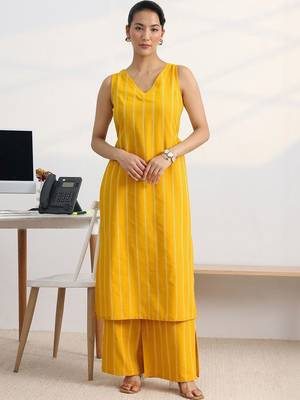women striped regular kurta with palazzos 2