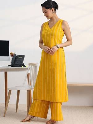 women striped regular kurta with palazzos 3