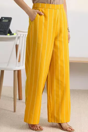 women striped regular kurta with palazzos