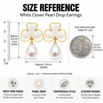 Anti-tarnish, gold-tone border, teardrop pearl, stud closure, festive wear 3