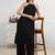 libas black woven design halter-neck straight kurta set