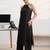 libas black woven design halter-neck straight kurta set