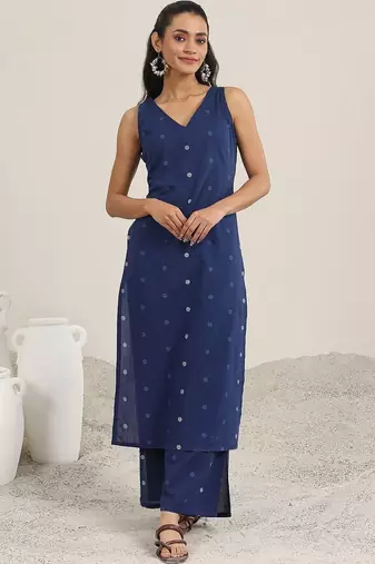 women ethnic motifs printed regular kurta with palazzos