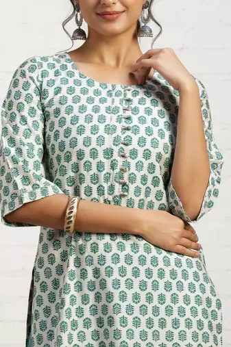 women ethnic motifs printed regular kurta with trousers & with dupatta