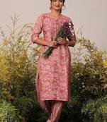 floral printed notch neck straight kurta with salwar