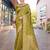 Lime lime green ethnic motifs woven design zari organza saree