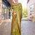 Lime lime green ethnic motifs woven design zari organza saree