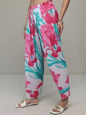 white floral printed cotton straight kurta set 6