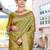 Lime lime green ethnic motifs woven design zari organza saree