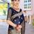 Navy blue ethnic motifs woven design zari detailed organza saree