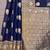 Navy blue ethnic motifs woven design zari detailed organza saree