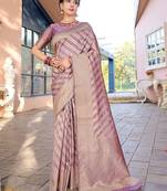Pink pink & gold-toned ethnic motifs woven design zari kanjeevaram saree
