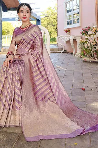 Pink pink & gold-toned ethnic motifs woven design zari kanjeevaram saree