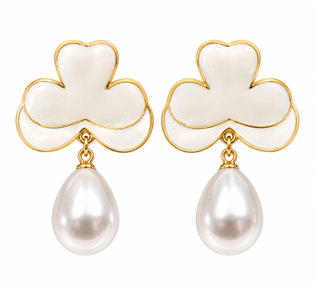 Anti-tarnish, gold-tone border, teardrop pearl, stud closure, festive wear 5
