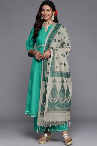 women ethnic motifs regular sequinned kurta with palazzos & with dupatta