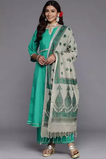 women ethnic motifs regular sequinned kurta with palazzos & with dupatta