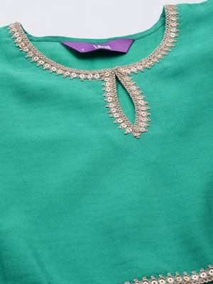 women ethnic motifs regular sequinned kurta with palazzos & with dupatta 3
