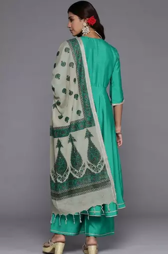 women ethnic motifs regular sequinned kurta with palazzos & with dupatta