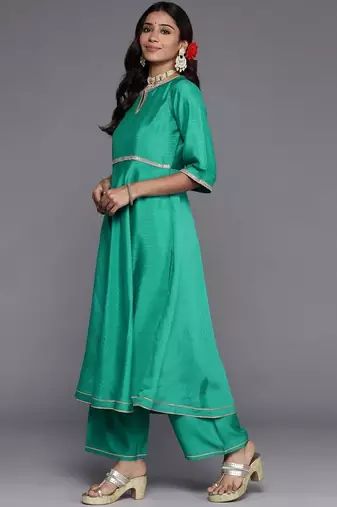 women ethnic motifs regular sequinned kurta with palazzos & with dupatta