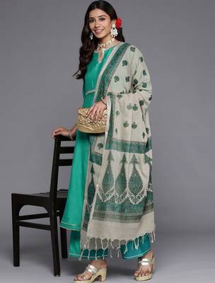 women ethnic motifs regular sequinned kurta with palazzos & with dupatta 6