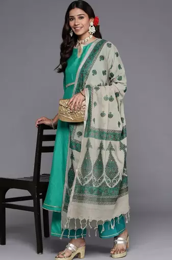 women ethnic motifs regular sequinned kurta with palazzos & with dupatta