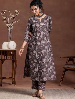 women floral printed regular kurta with trousers 1