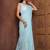 Blue floral organza saree with blouse