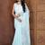 Blue floral organza saree with blouse