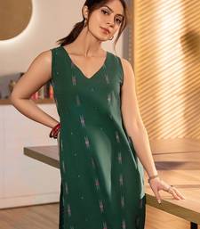 libas green woven design straight kurta set