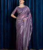 Lavender beads and stones saree with matching blouse