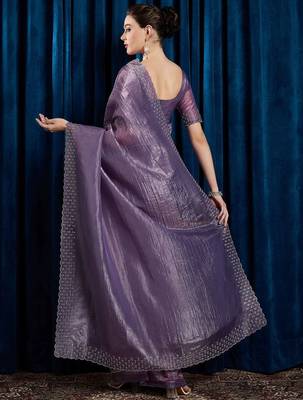 Lavender beads and stones saree with matching blouse 3
