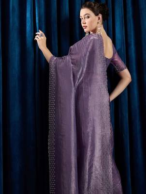 Lavender beads and stones saree with matching blouse 4