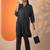bandhani printed pleated v-neck a-line kurta with trouser & potli