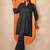 bandhani printed pleated v-neck a-line kurta with trouser & potli