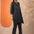 bandhani printed pleated v-neck a-line kurta with trouser & potli