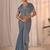 Blue women embellished beads and stones georgette saree